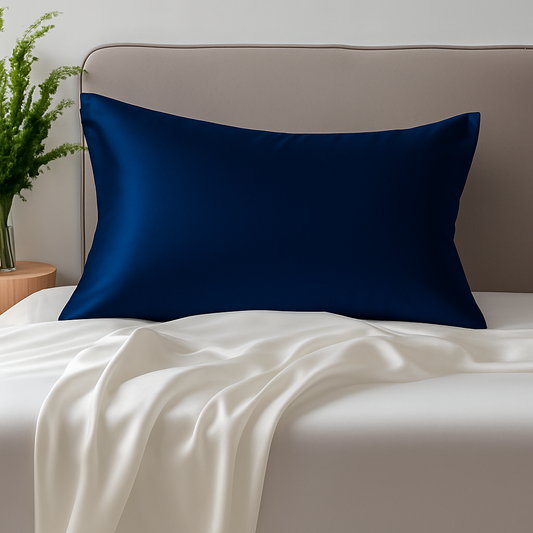 Taie d'oreiller en soie 19 Momme - Bleu Marine
