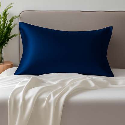 Taie d'oreiller en soie 19 Momme - Bleu Marine