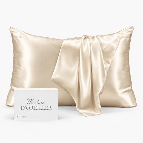 Taie d'oreiller en soie de mûrier 19 Momme Champagne Doré en soie de mûrier 60x60
