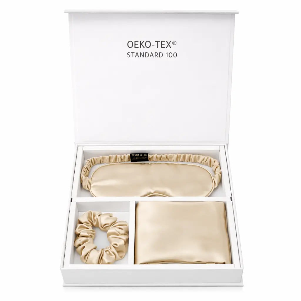 Pack Complet Soie : Taie d'oreiller + Masque + Chouchou - Nuit complète & soin naturel