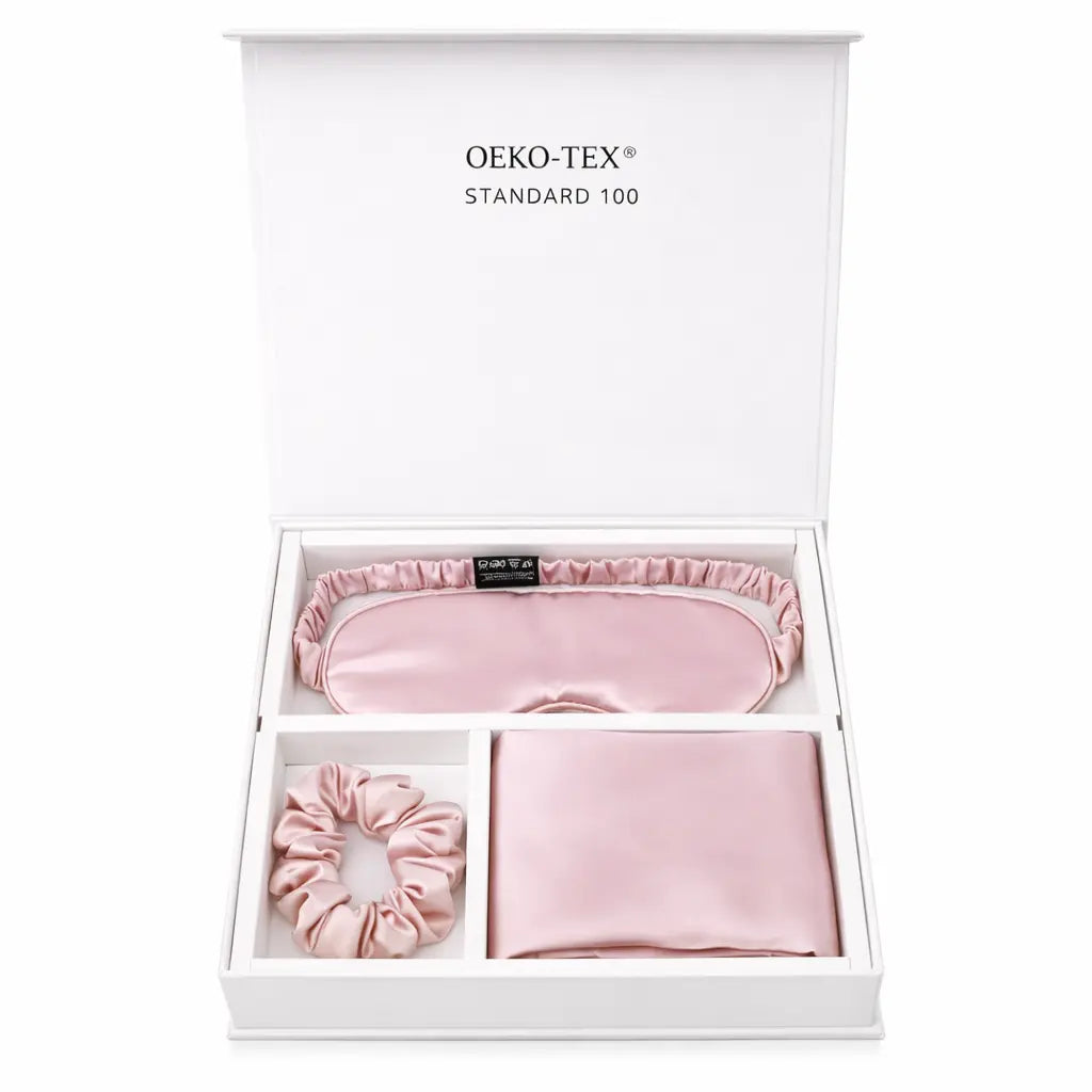 Pack Complet Soie : Taie d'oreiller + Masque + Chouchou - Nuit complète & soin naturel