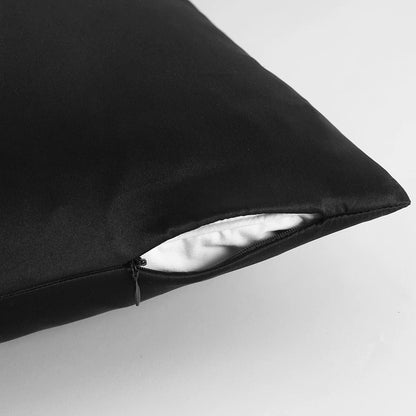 fermeture en zip taie d'oreiller en soie couleur noir 