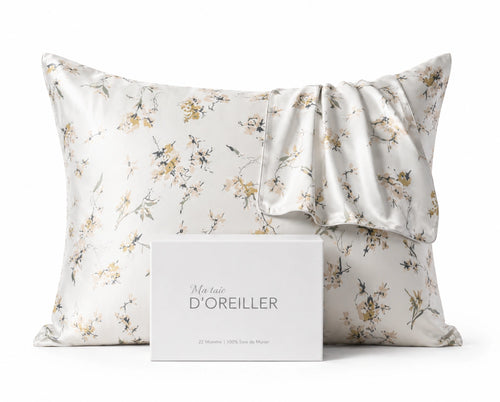 Taie d'oreiller en soie florale Florale · soie de mûrier Grade 6A | Ma Taie d'Oreiller
