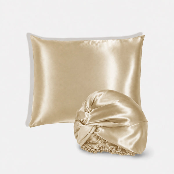 Pack Cheveux en soie — Taie d'oreiller et bonnet de nuit assortis