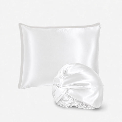 Pack Cheveux en soie — Taie d'oreiller et bonnet de nuit assortis Blanc