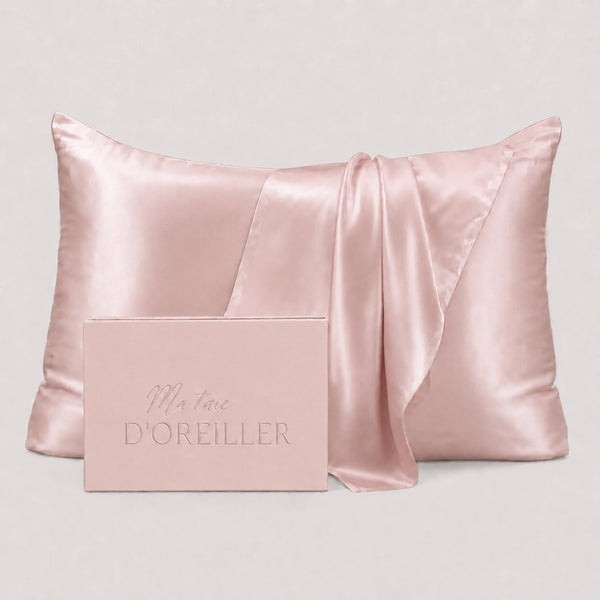 Taie d'oreiller en soie 22 Momme Rose Poudre - Grade 6A OEKO-TEX