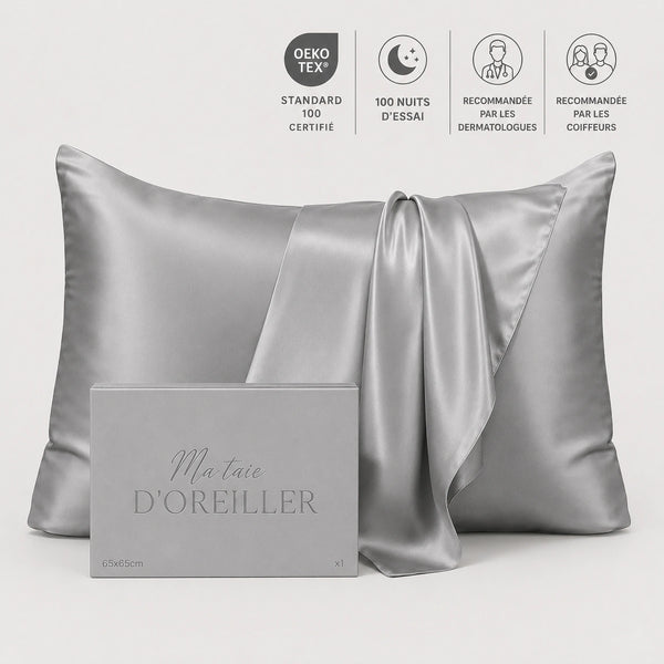 Taie d'oreiller en soie 22 Momme Anthracite Grey - Grade 6A OEKO-TEX