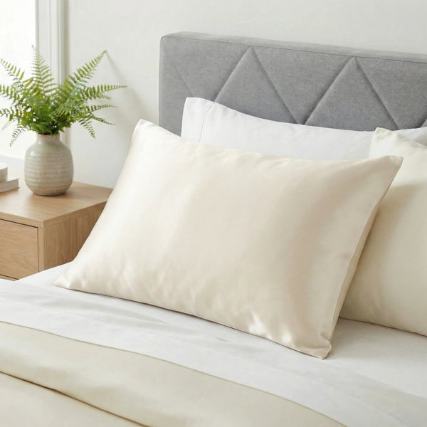 Taie d'oreiller en soie 19 Momme Ivoire - Grade 6A OEKO-TEX