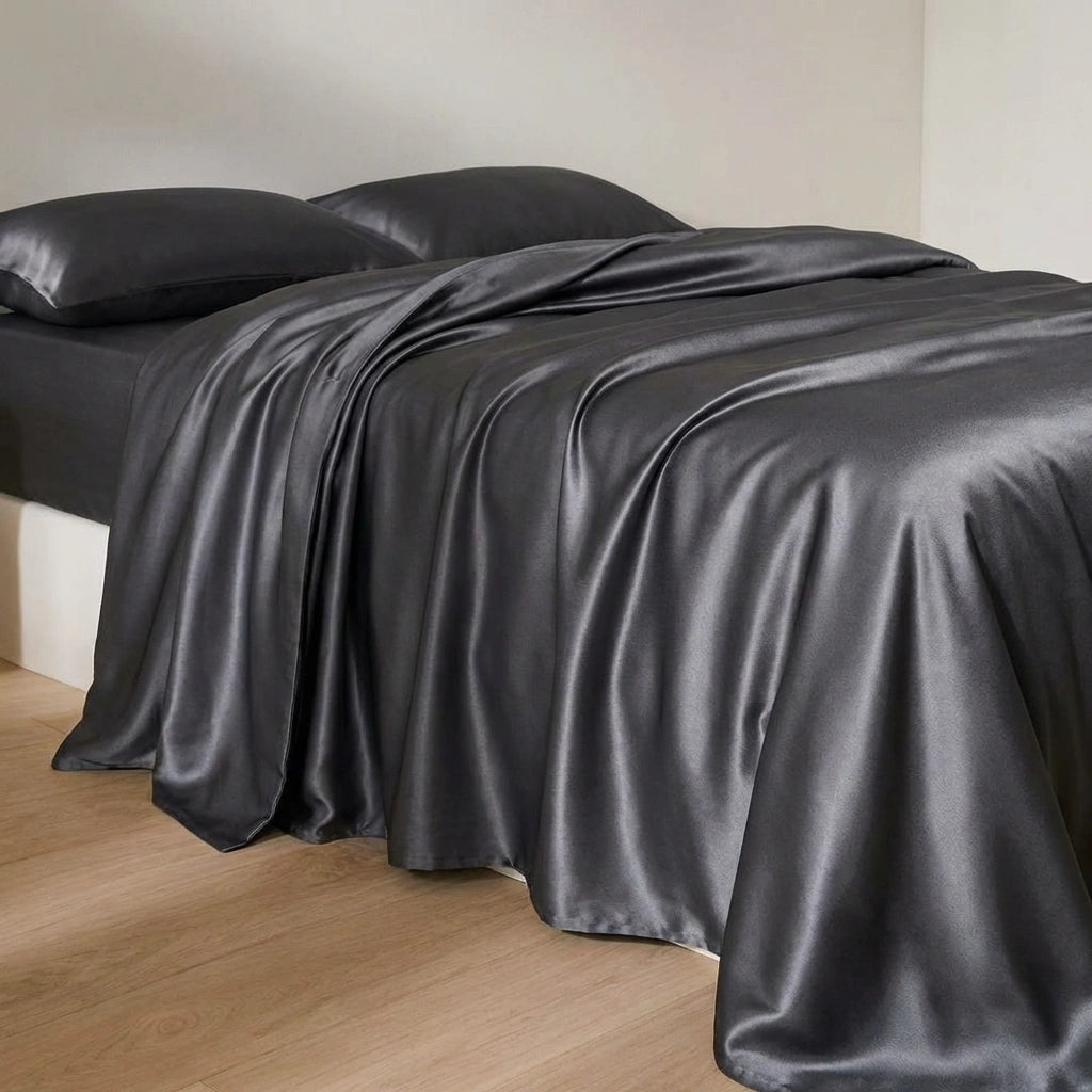 housse de couette gris en soie