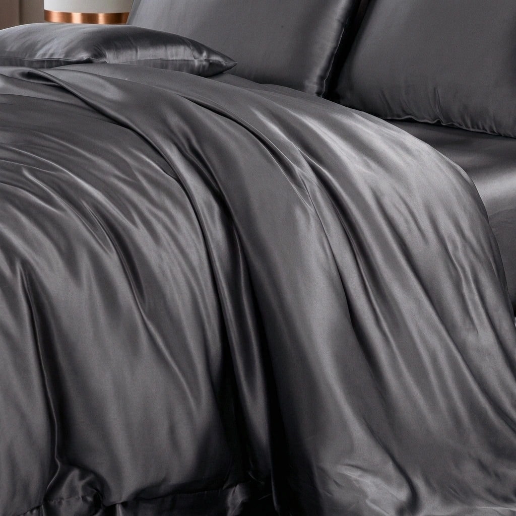 housse de couette en soie gris anhtracite
