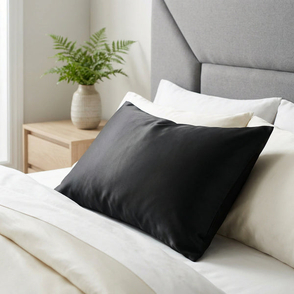 Taie d'oreiller en soie 19 Momme Noir - Grade 6A OEKO-TEX