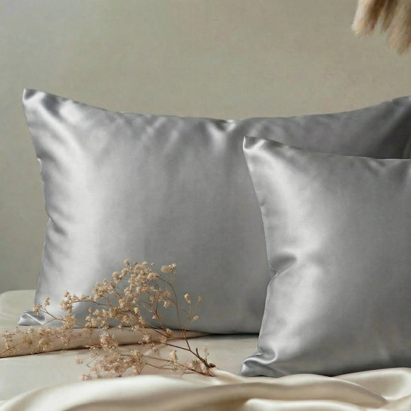 Taie d'oreiller en soie 30 Momme Gris argenté - Grade 6A OEKO-TEX certifiée