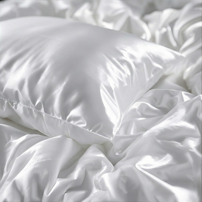 Taie d'oreiller blanc 22  momme posé sur drap blanc en soie 