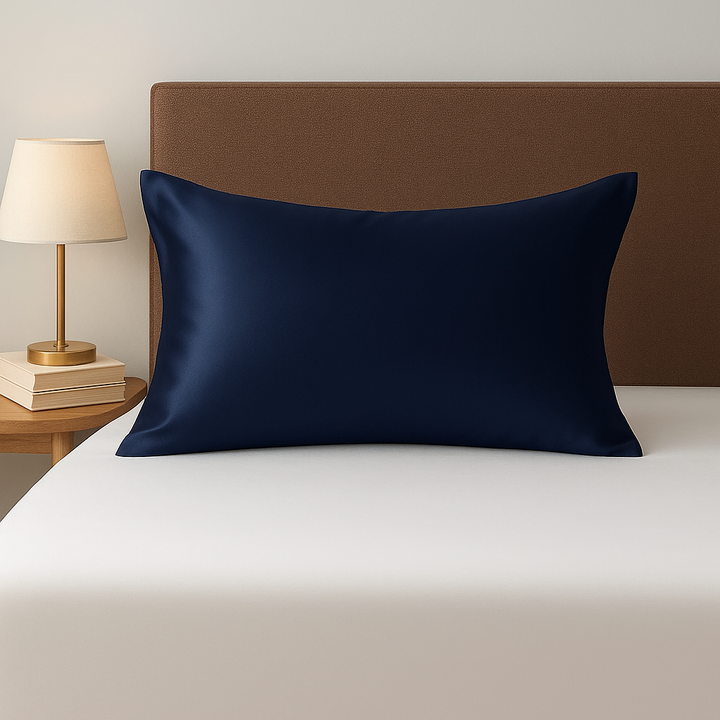 Taie d'oreiller en soie 19 Momme - Bleu Marine