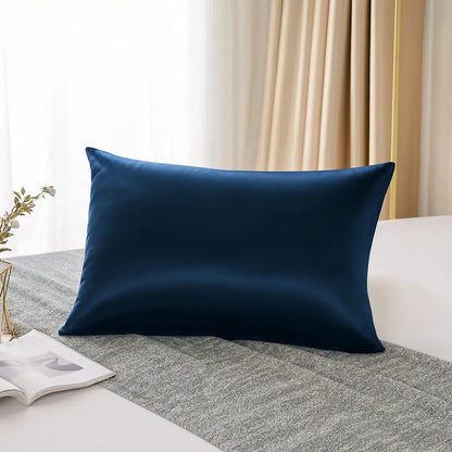 Taie d’oreiller en soie bleu marine – housse de luxe douce, lisse et brillante pour un confort optimal et la protection des cheveux et de la peau