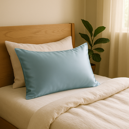 Taie d’oreiller en soie 25 Momme bleu océan – Format 50x70 cm