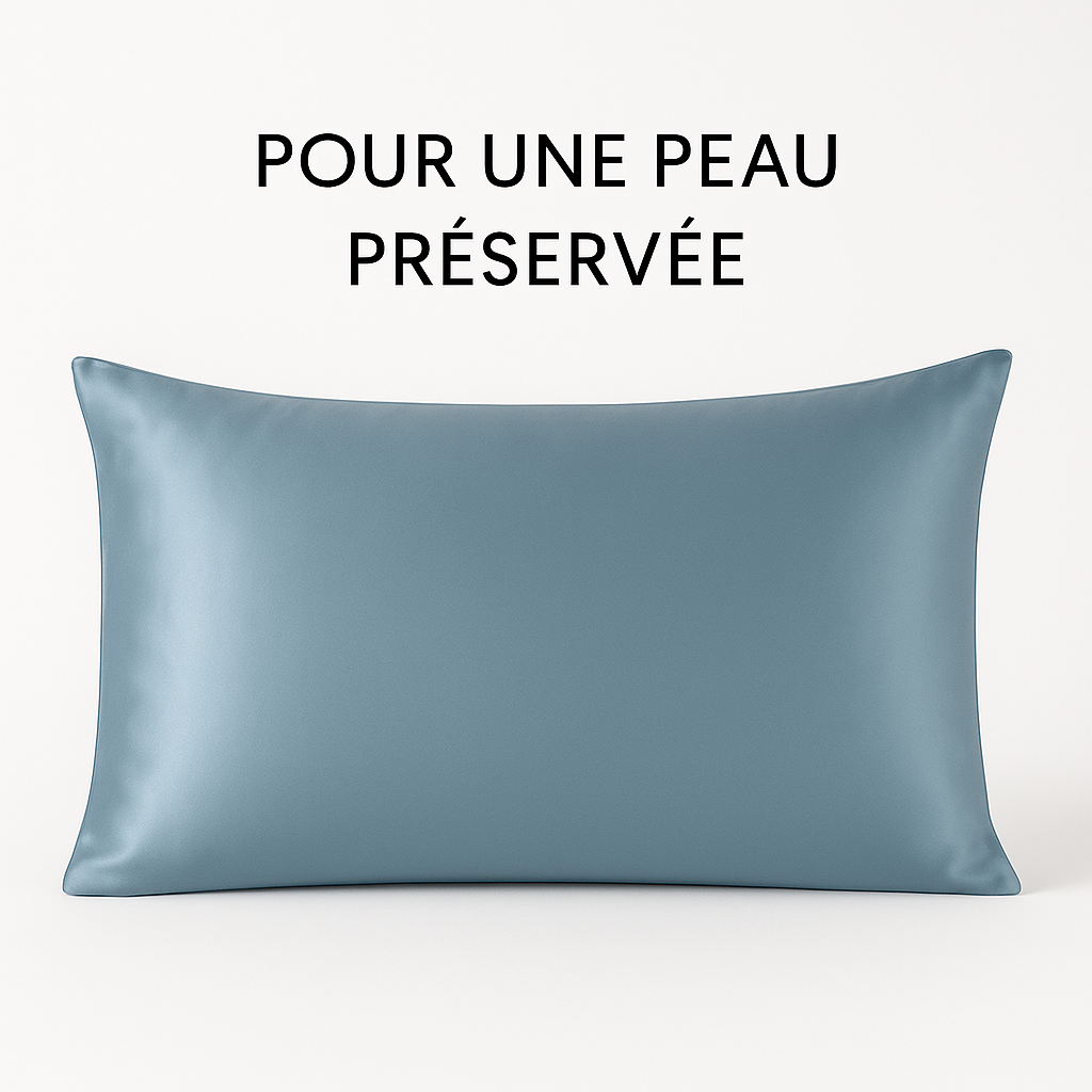 Taie d’oreiller en soie 25 Momme bleu océan – Format 50x70 cm