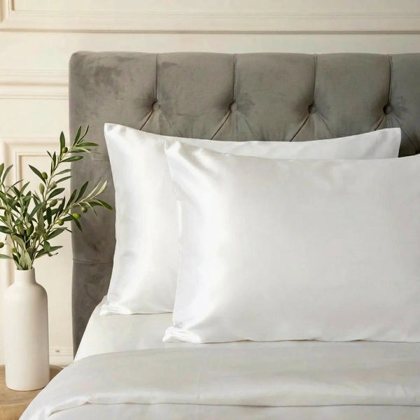 Taie d'oreiller en soie 25 Momme Blanc - Grade 6A OEKO-TEX