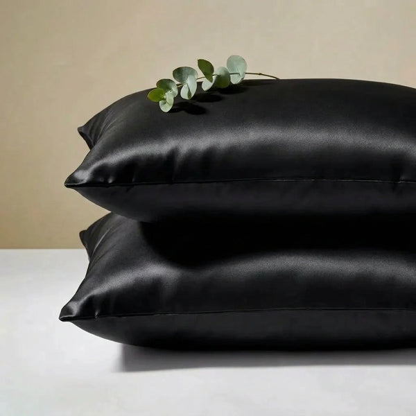 Taie d'oreiller en soie 25 Momme Noir - Grade 6A OEKO-TEX
