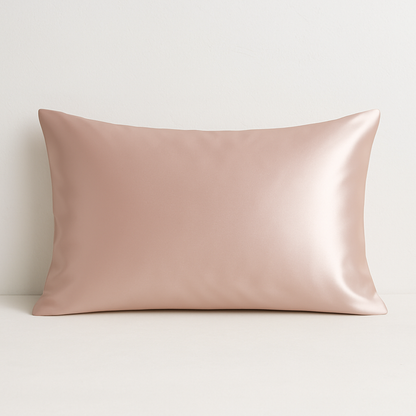 taie en satin de soie sur fond blanc 