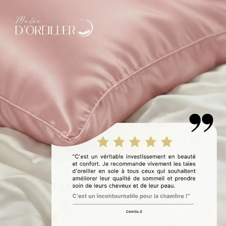 Taie d'oreiller en soie 22 Momme - Rose - 100% Soie naturelle