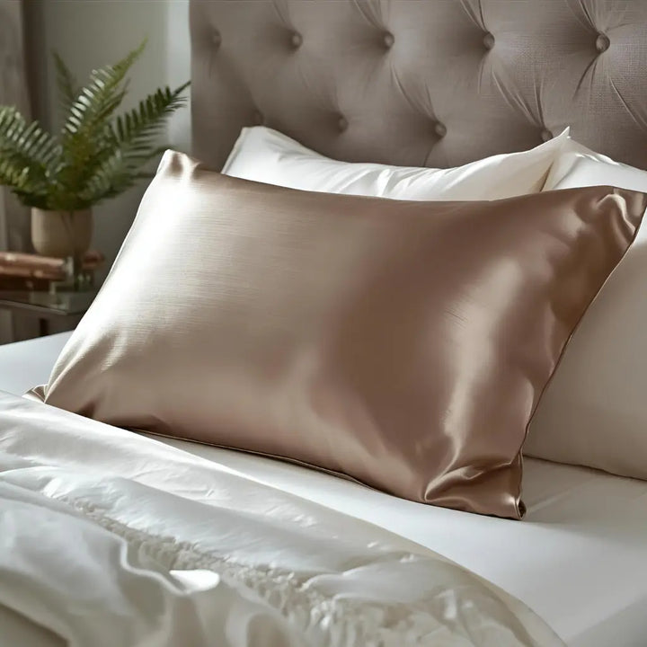 taie en soie taupe format 40x60 et 50x70 