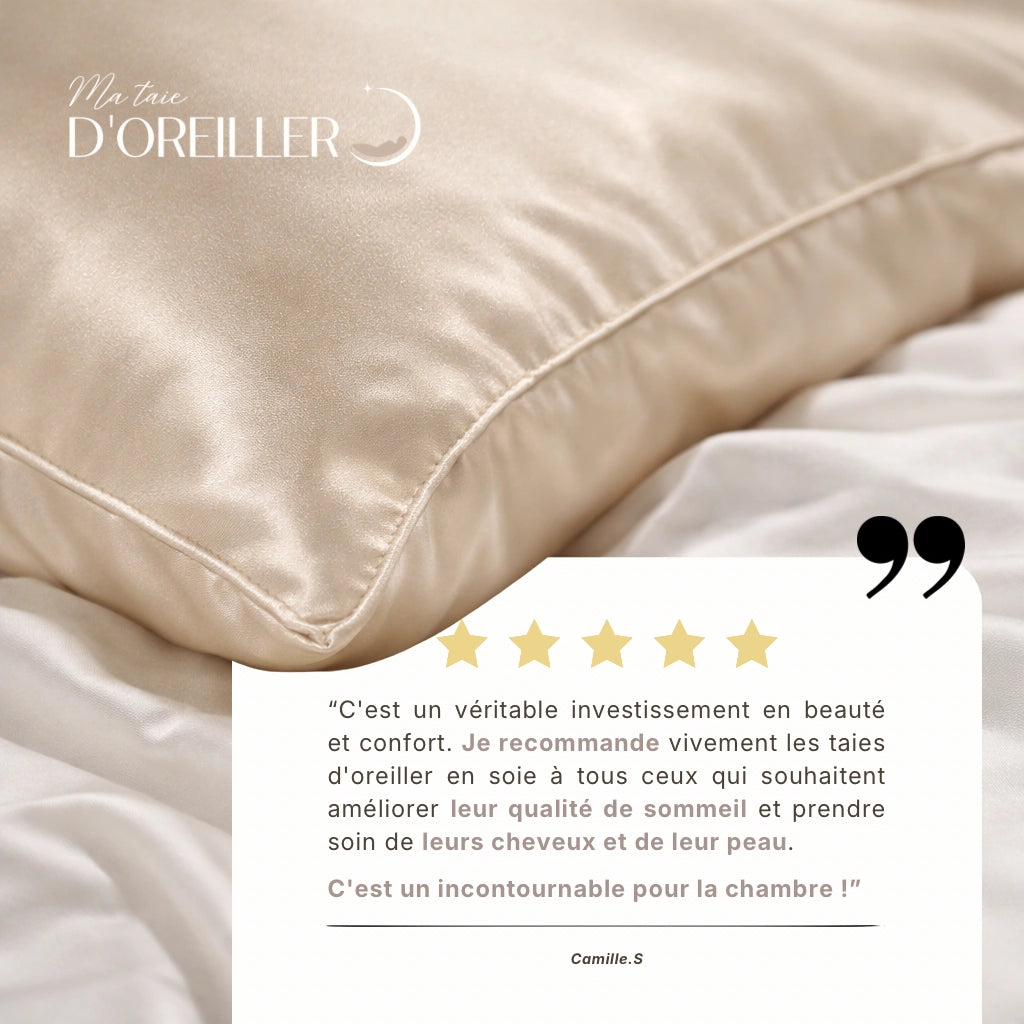 Pack Complet Soie : Taie d'oreiller + Masque + Chouchou - Nuit complète & soin naturel