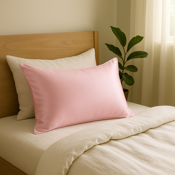 Taie d’oreiller en soie 25 Momme rose – Format 40x60 cm