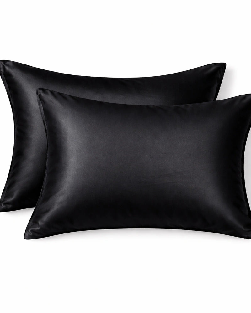 Taie d'oreiller en soie 22 mommes — Noir