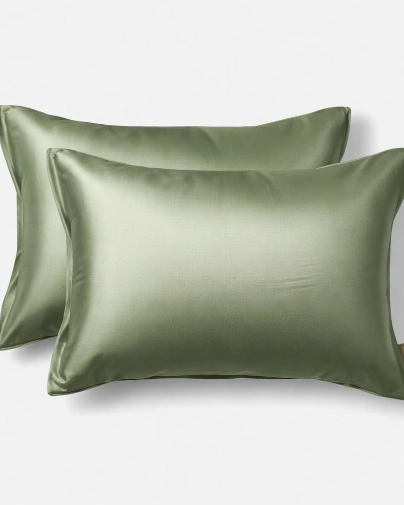 Taie d'oreiller en soie 22 mommes — Vert